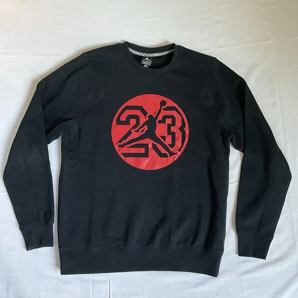 Nike Air Jordan Jumpman 23 Crew Sweatshirt Black & Red (634491-010) Size L